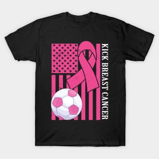 Kick Breast Cancer Awareness Soccer Pink Ribbon T-Shirt